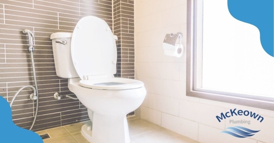 closeup of toilet in modern bathroom